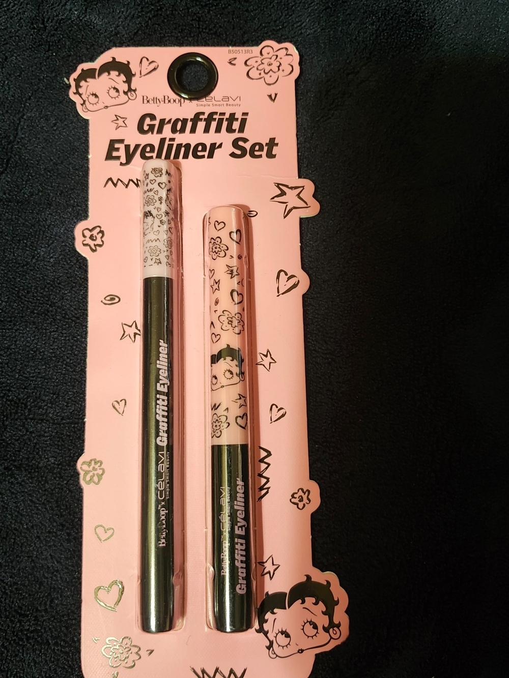 Betty Boop x Celavi  Graffiti Eyeliner Set Black & Pink NWT